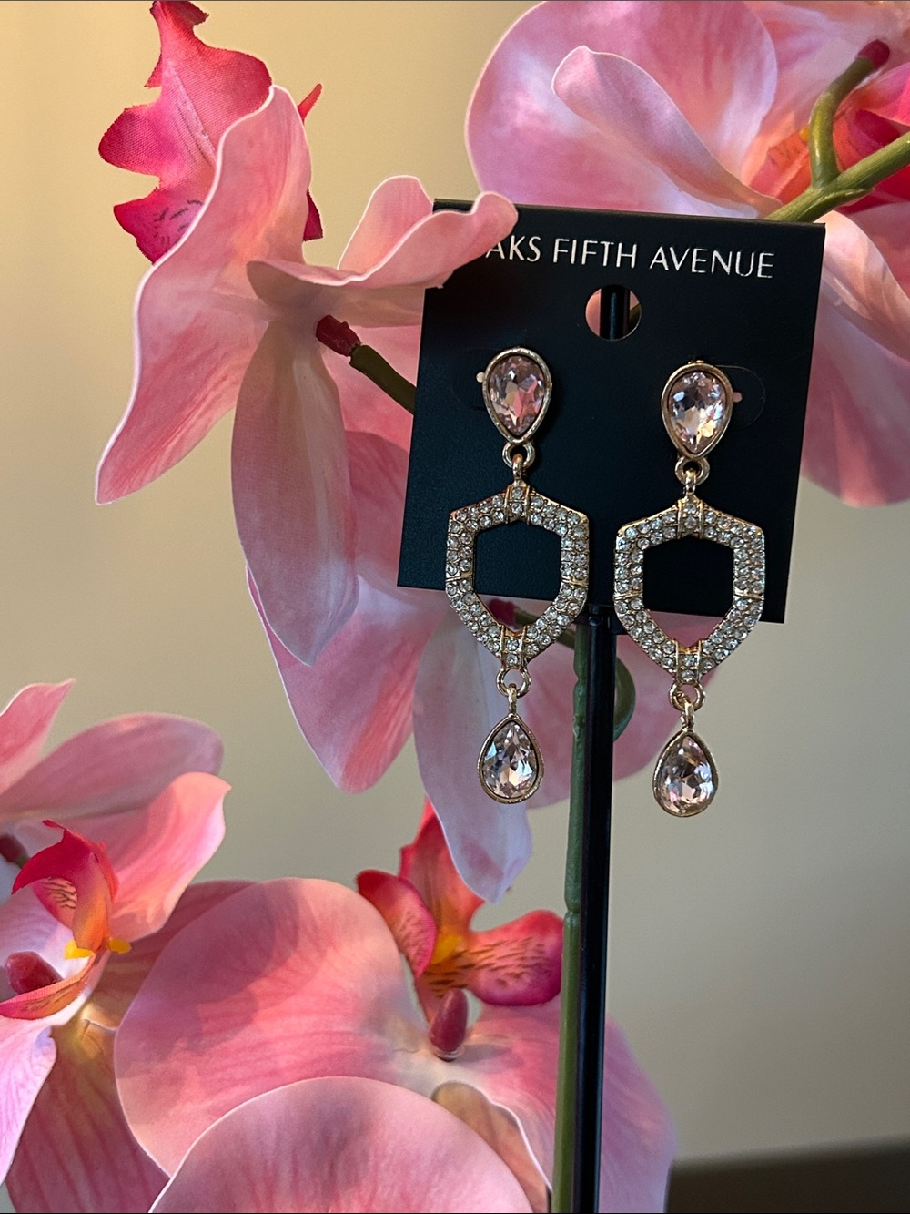 Saks Fifth Avenue Pink & white Drop Earrings